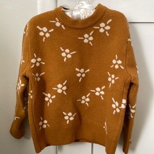 Kids' Floral Pattern Sweater - Brown